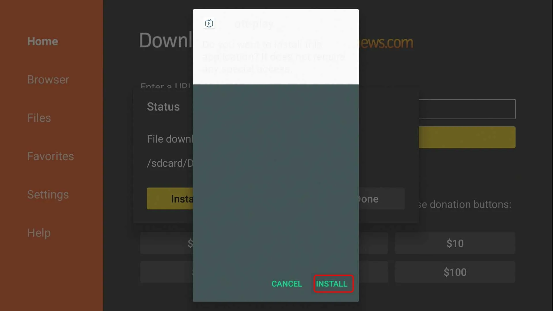 Нажмите "Install"